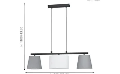 Almeida Taklampa 86cm Svart/Grå/Vit