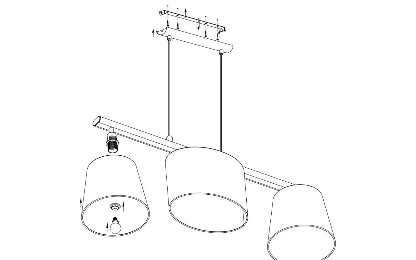Almeida Taklampa 86cm Svart/Grå/Vit