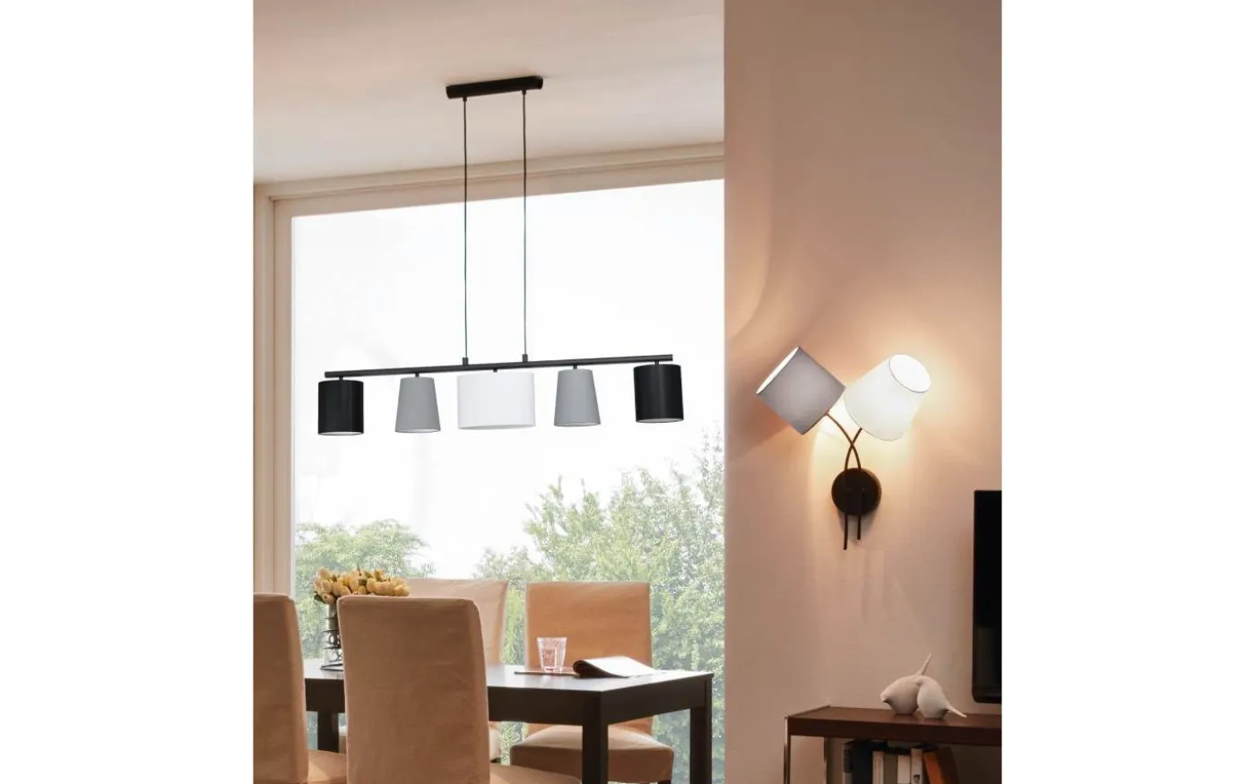 Almeida Taklampa 120cm Svart/Grå/Vit