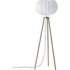 Base Tripod Golvlampa 125cm Antikmässing/Vit