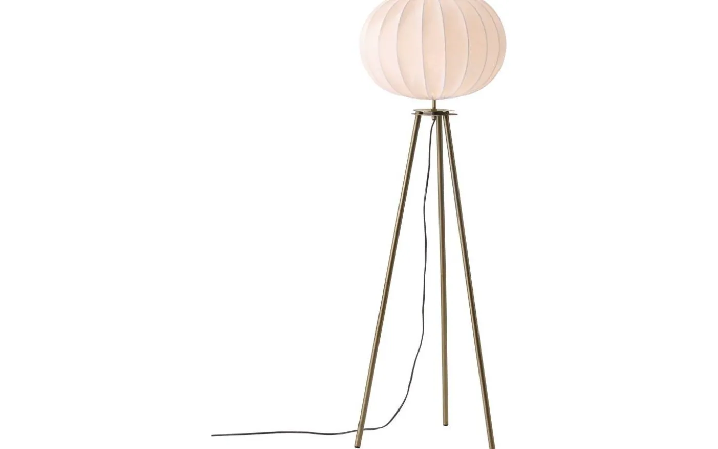 Base Tripod Golvlampa 125cm Antikmässing/Vit
