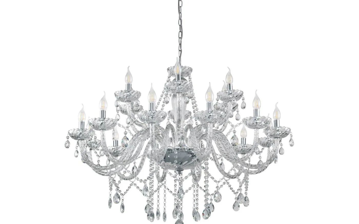 Basilano Kristallkrona 18-Arm 100cm Krom