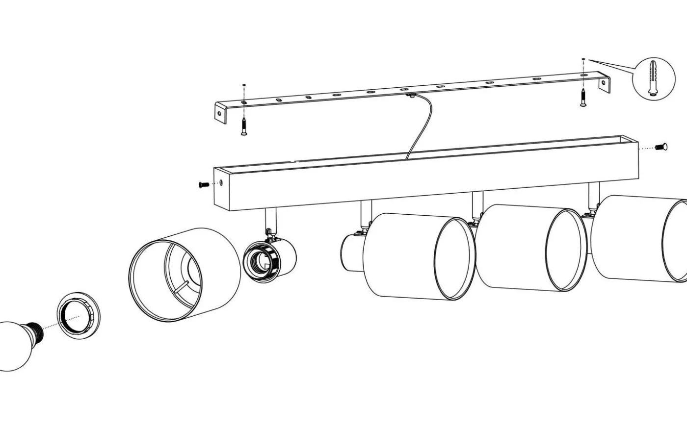 Batallas Takspotlight 63cm Svart