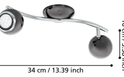 Bimeda Takspotlight 37cm GU10 LED 3000K 2x2,8W Nickel
