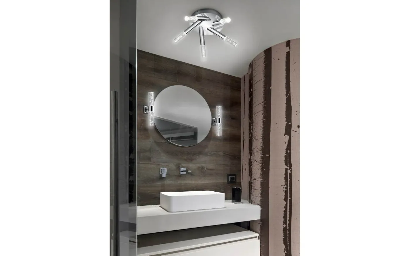 Bolsa H2O Plafond LED rund krom/bubbelglas IP44