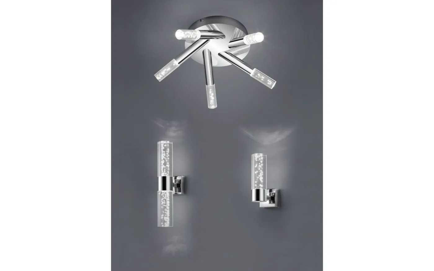 Bolsa H2O Vägglampa LED 2-delad krom/bubbelglas IP44