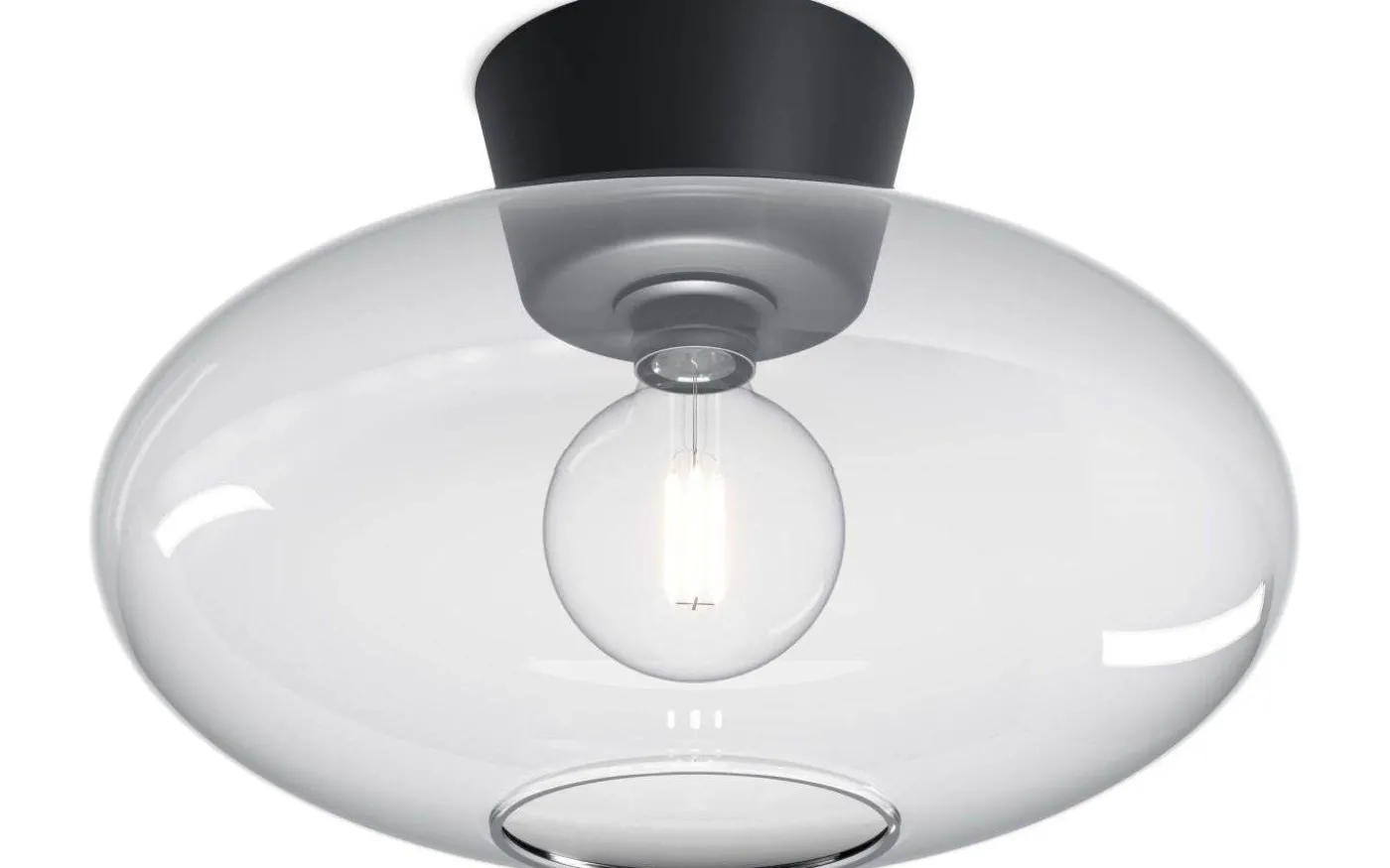 Bullo Plafond 38cm Mattsvart/Klarglas