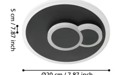 Cadegal Round Plafond 20cm LED 4000K 8W Svart