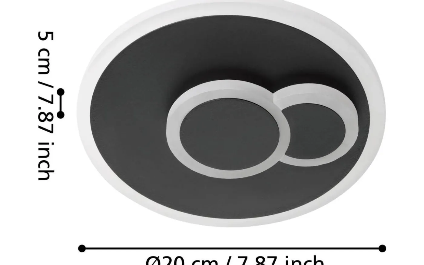 Cadegal Round Plafond 20cm LED 4000K 8W Svart