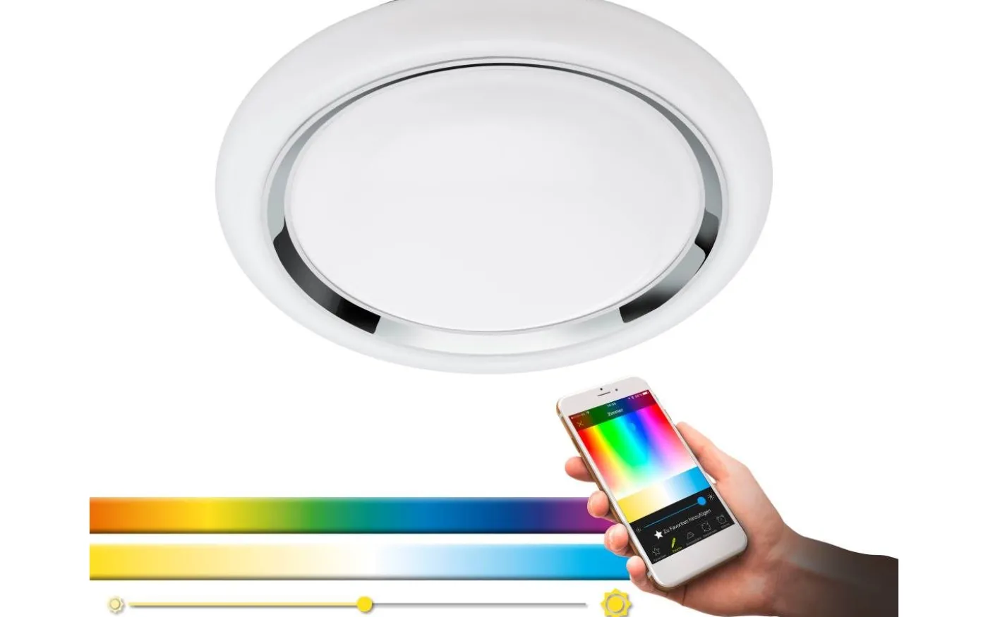 Capasso Plafond 34cm Eglo Connect LED 2700-6500K + RGB 17W Vit