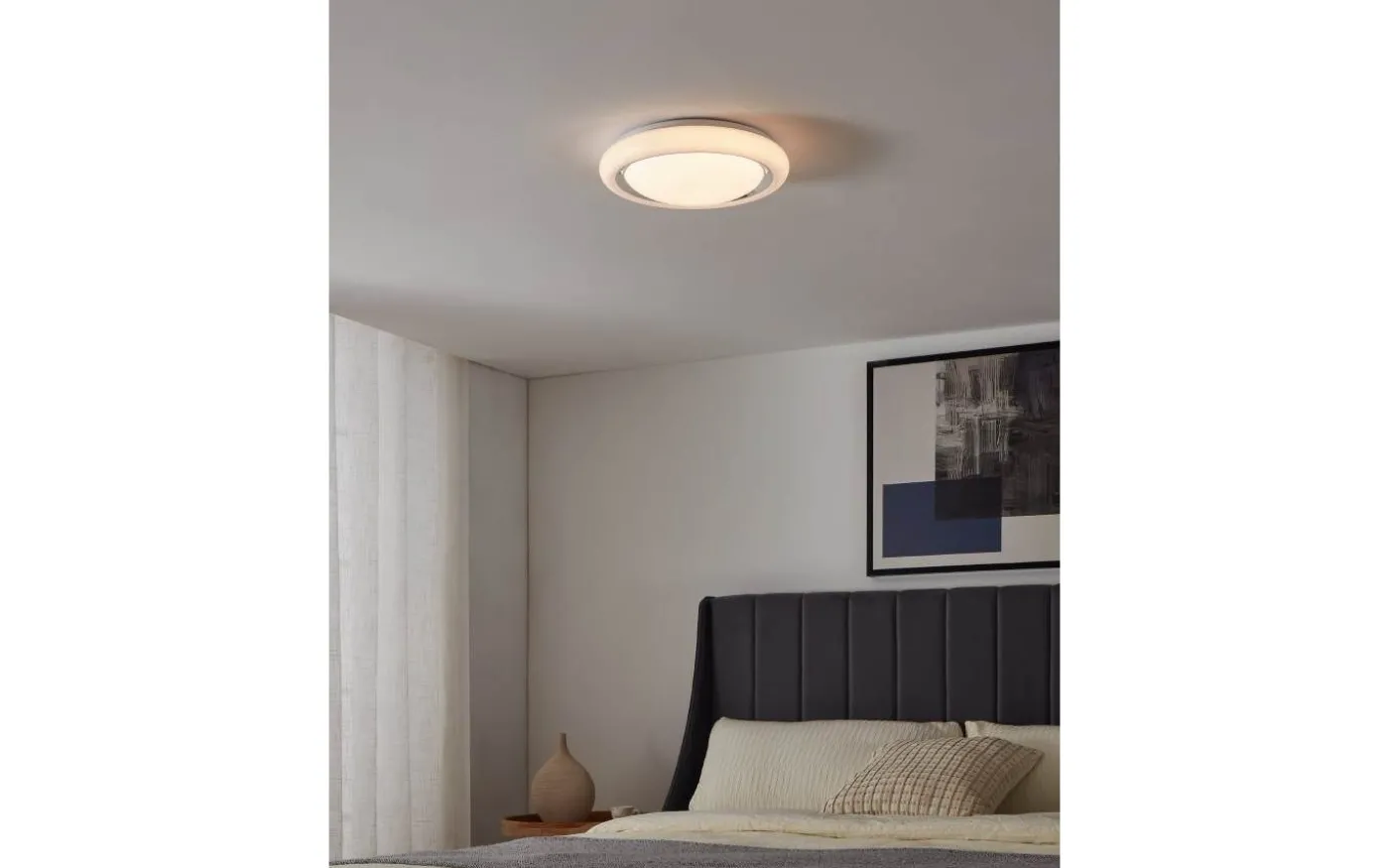 Capasso Plafond 34cm LED 3000K 18W Vit/Krom
