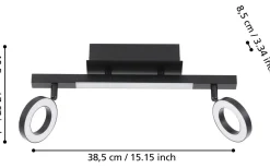 Cardillio 2 Takspotlight 39cm LED 3000K 2x3,2W + 3,3W Svart