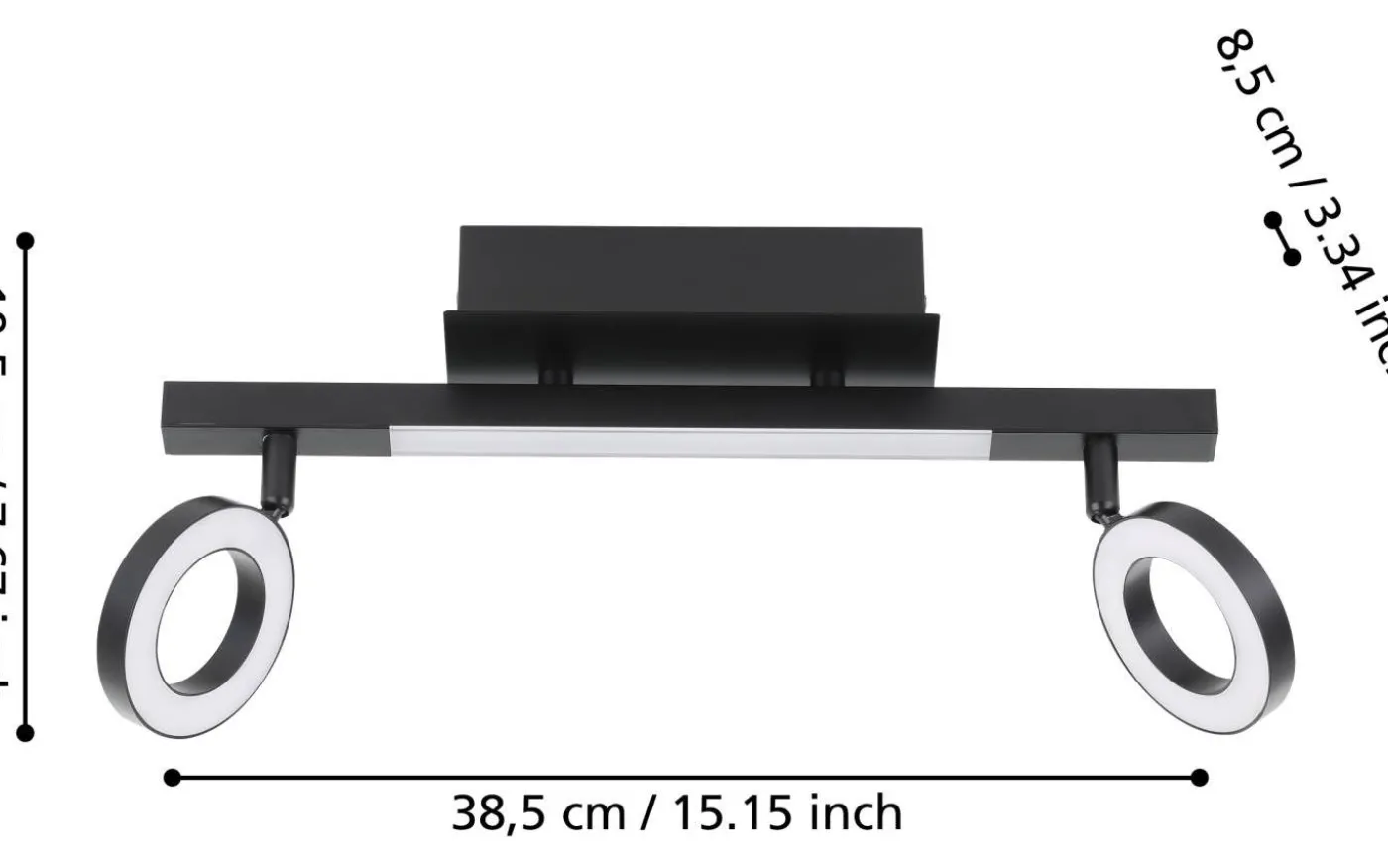 Cardillio 2 Takspotlight 39cm LED 3000K 2x3,2W + 3,3W Svart