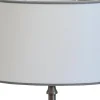 Carolin Oval Lampskärm 30cm Vit, Grått Band