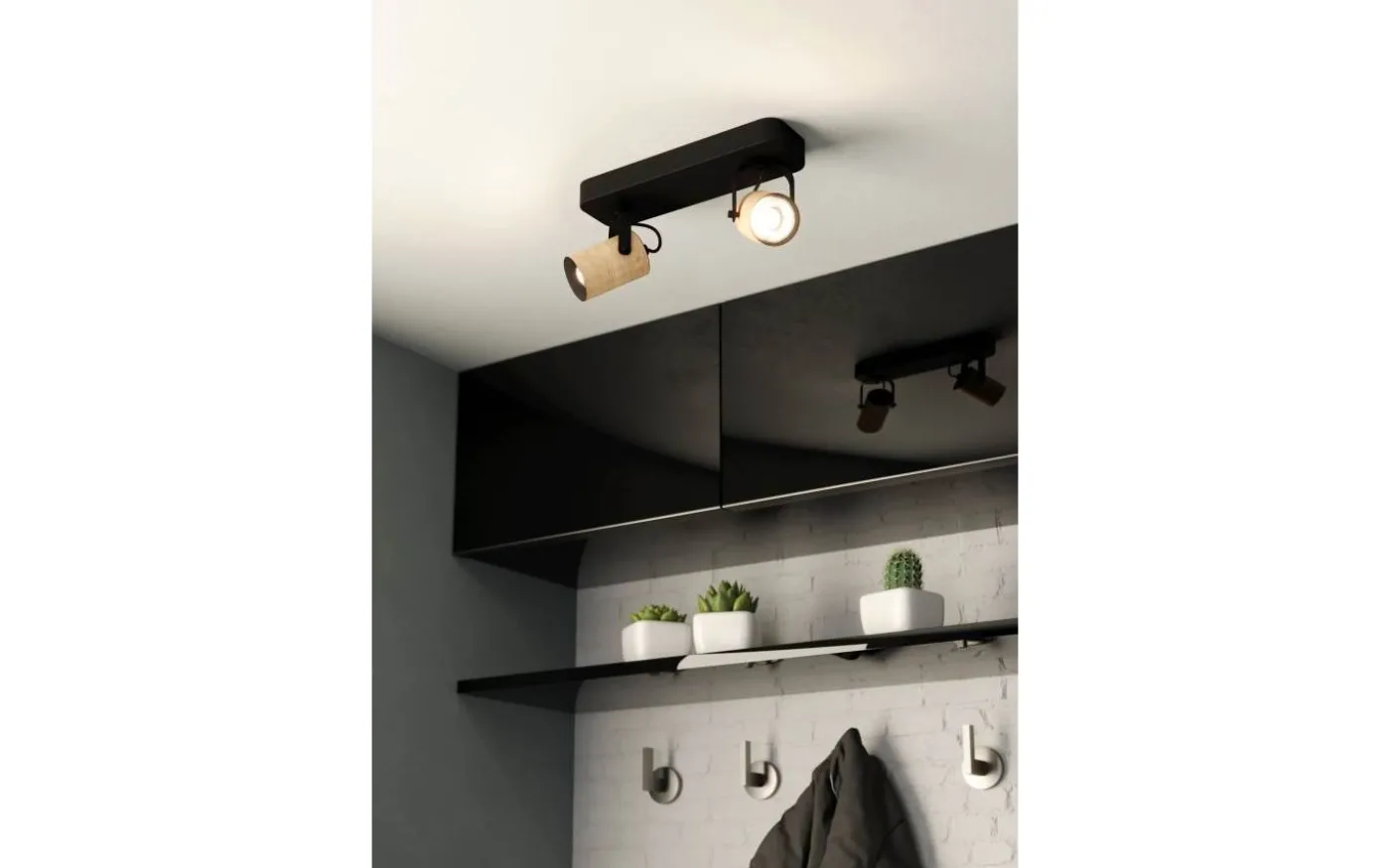 Cayuca Takspotlight 28cm GU10 LED 3000K 2x3W Svart