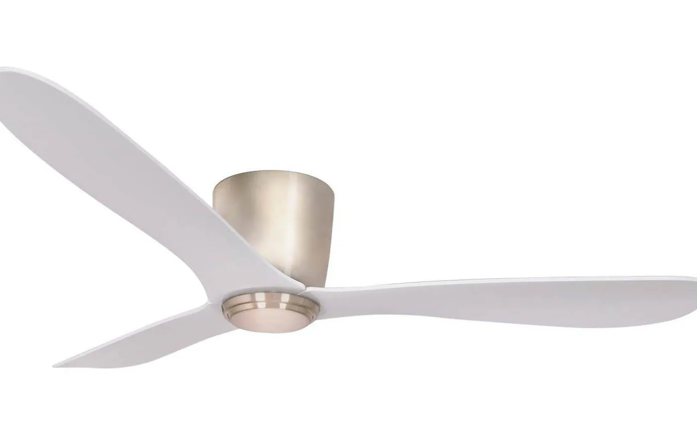 Cetus II 132cm Takfläkt Nickelfärgad Motor, Vita Blad