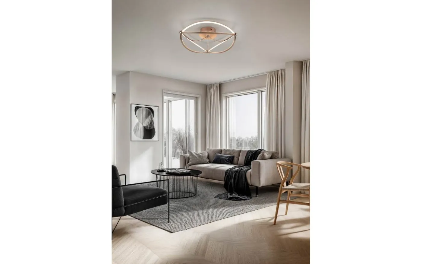 Charivari Plafond LED 62cm matt mässing