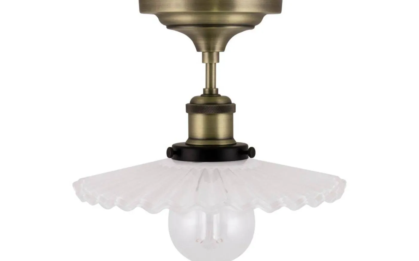 Cobbler Plafond 25cm E27 Antikmässing/Vit