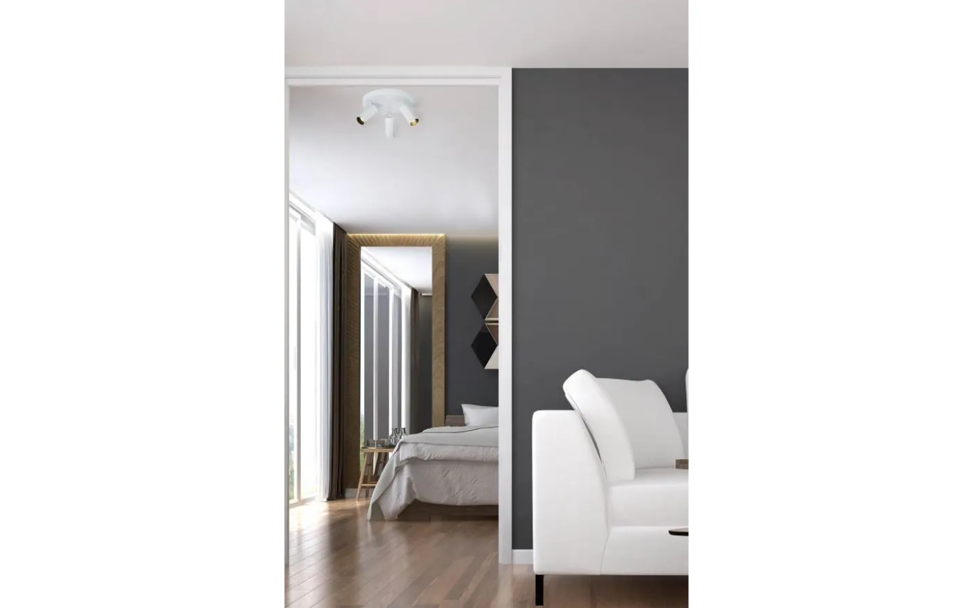 Concord Takspotlight 34cm LED 3x7W 3000K Vit