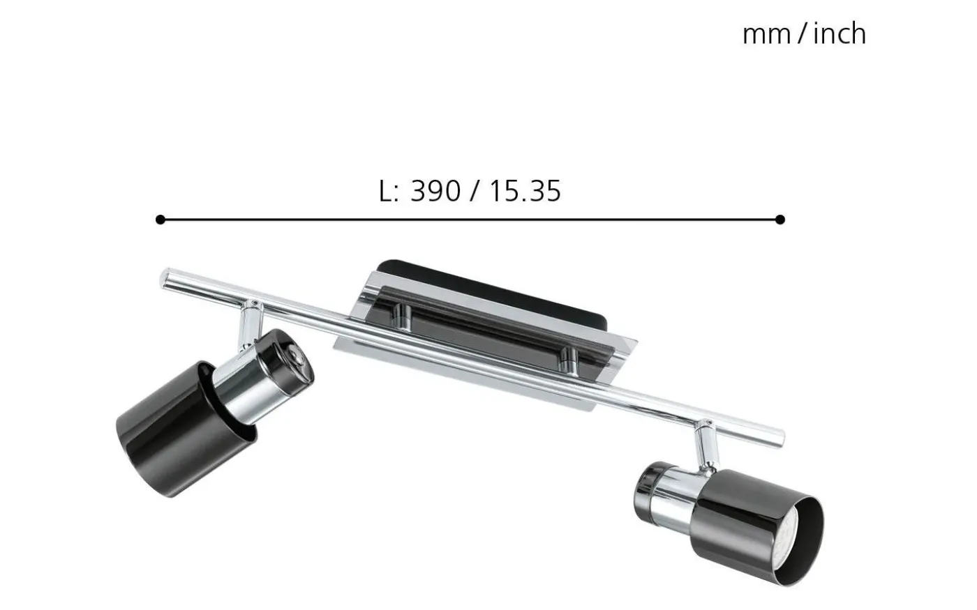 Davida Takspotlight 39cm GU10 LED 3000K 2x4,6W Nickel