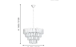 Erseka Taklampa Kristall 49cm Krom