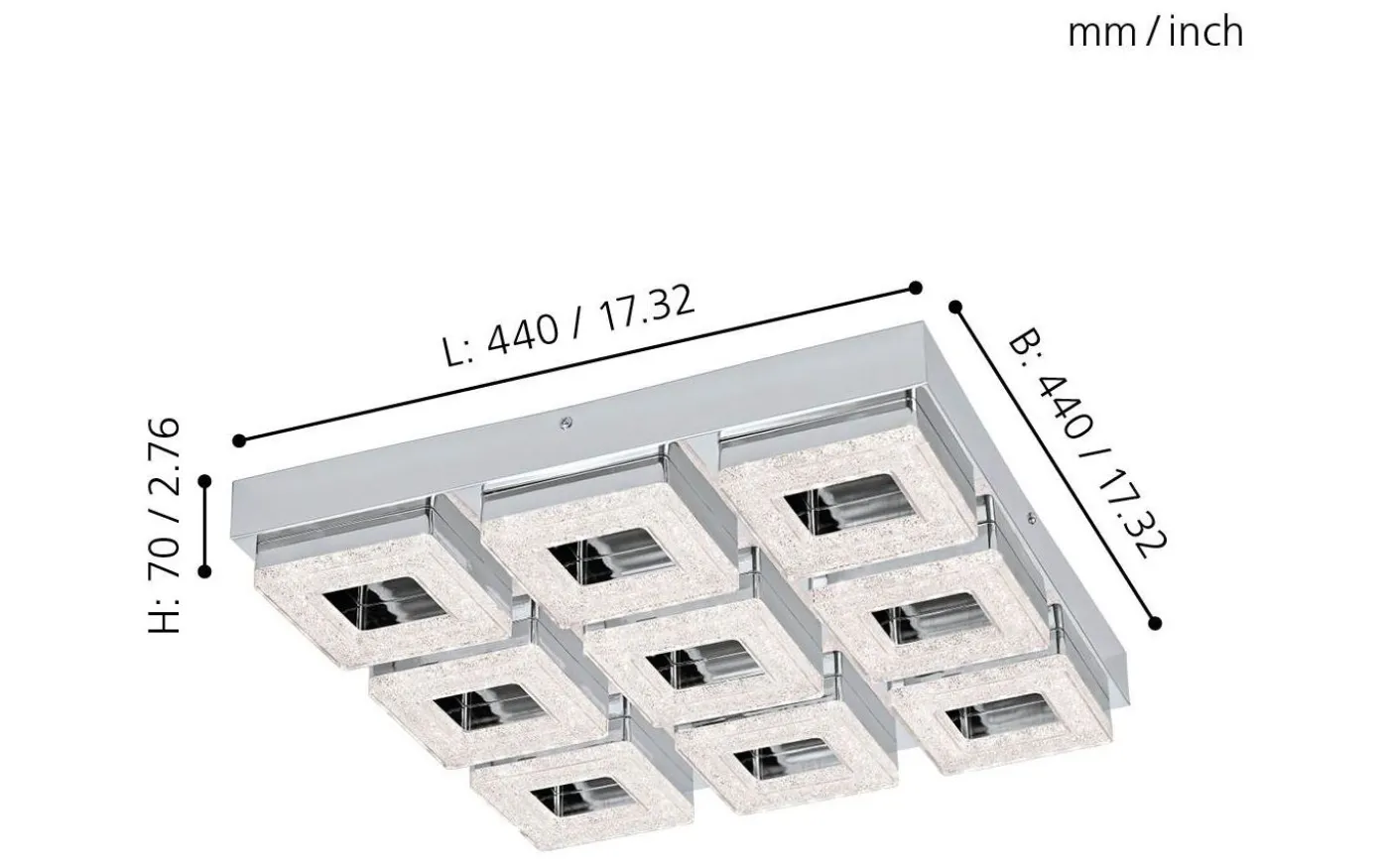 Fradelo Plafond 44cm LED 3000K 34,2W Krom