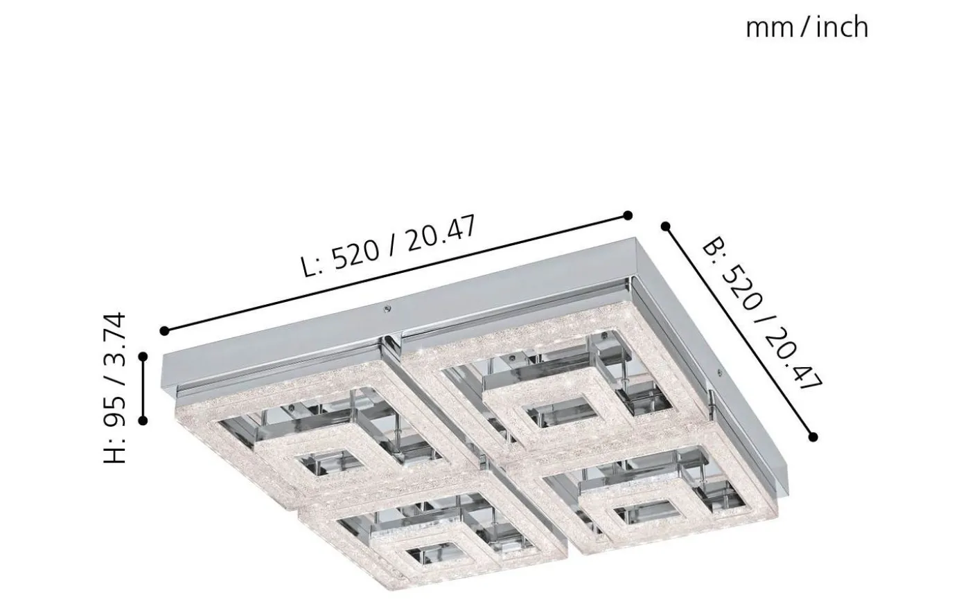 Fradelo Plafond 52cm LED 3000K 46,5W Krom