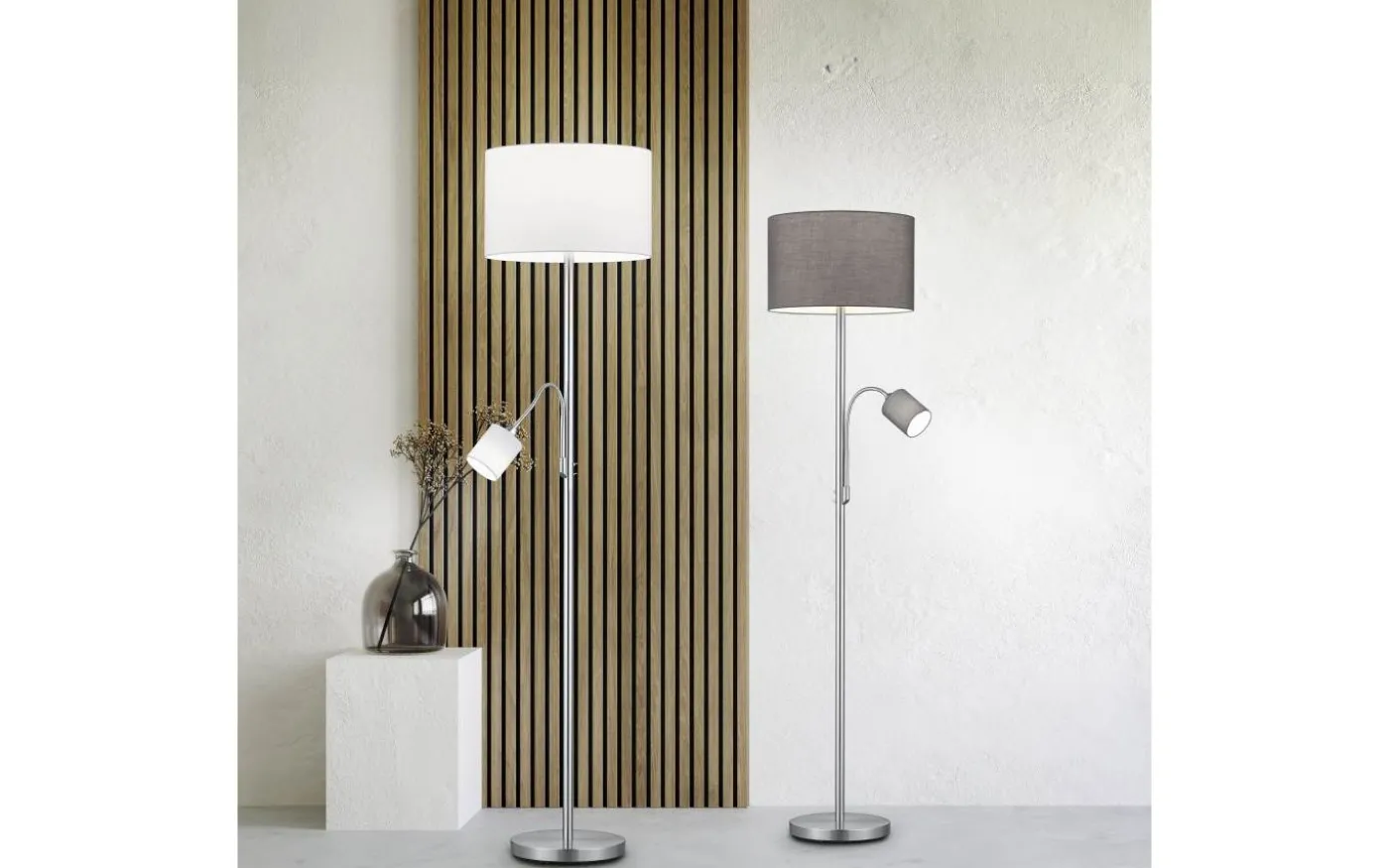 Hotell Golvlampa E27+E14 grå