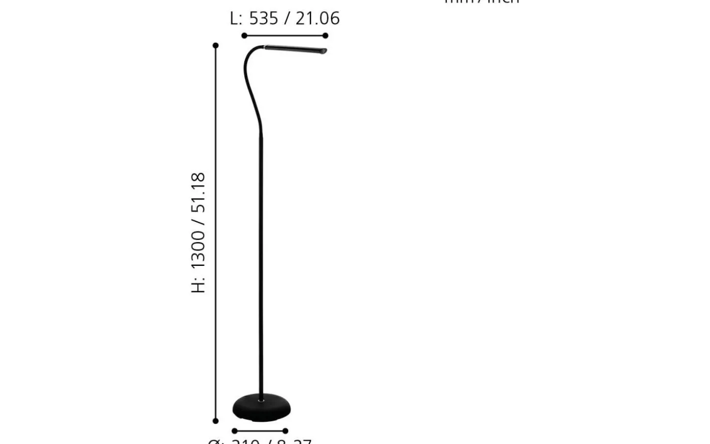 Laroa Golvlampa 130cm 4-Steg DIM LED 4000K 3,5W Svart
