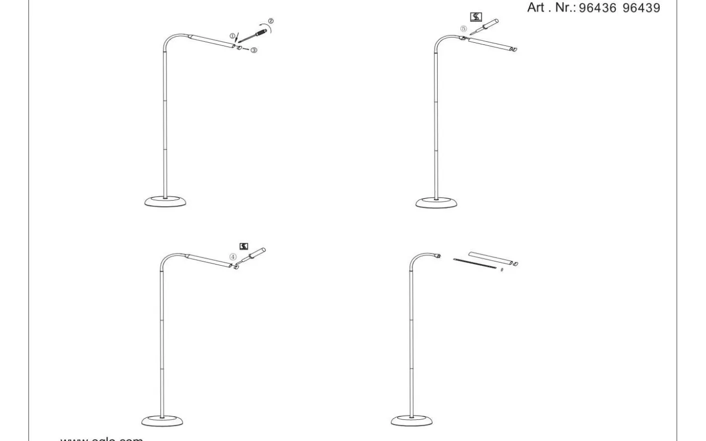 Laroa Golvlampa 130cm 4-Steg DIM LED 4000K 3,5W Svart