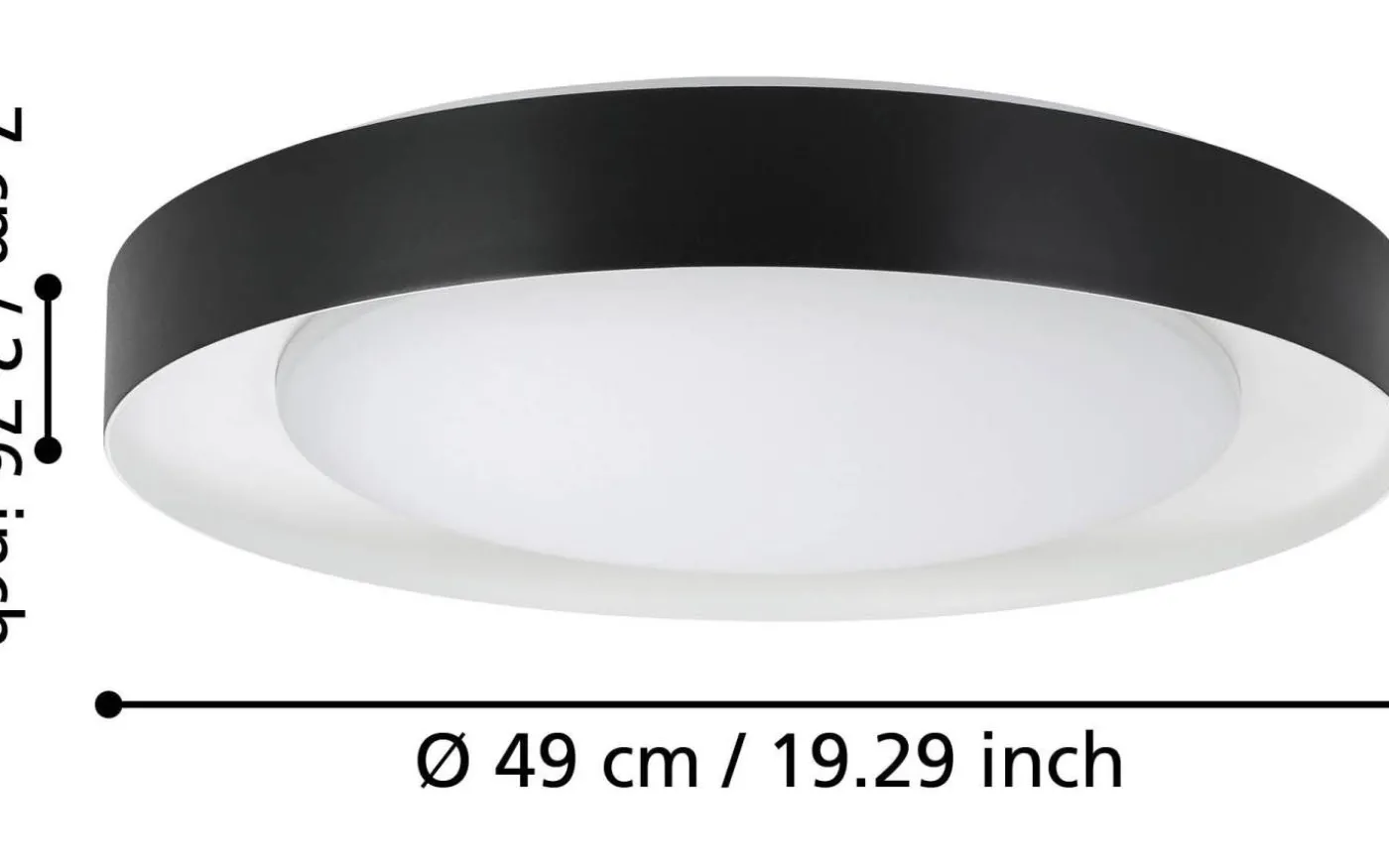 Laurito Plafond 49cm LED 3000-6500K 24W med Fjärrkontroll Svart