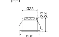 LED-Spot för fönstersmygar 30mm, 2700K 60lm 1,3W 350mA Vit