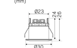 LED-Spot för fönstersmygar 30mm, 3000K 60lm 1,3W 350mA BS