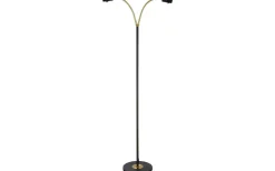 Ljusdal Golvfot 140cm 2L Svart/Matt Mässing Ex. Lampskärmar