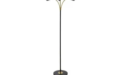 Ljusdal Golvfot 140cm 3L Svart/Matt Mässing Ex. Lampskärmar