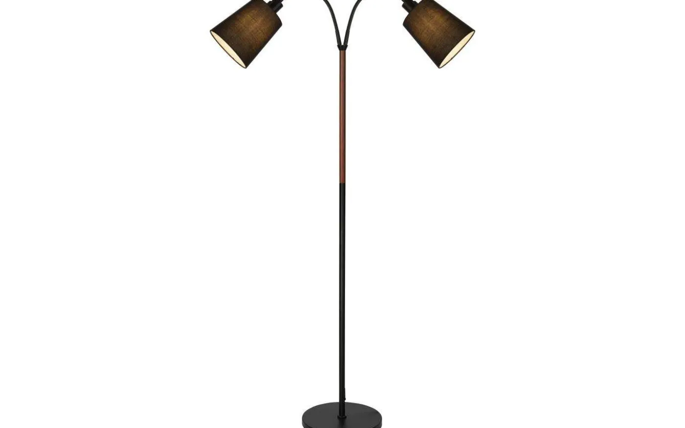 Ljusdal Golvlampa 140cm 2L Svart/Valnöt Ink. Lampskärmar