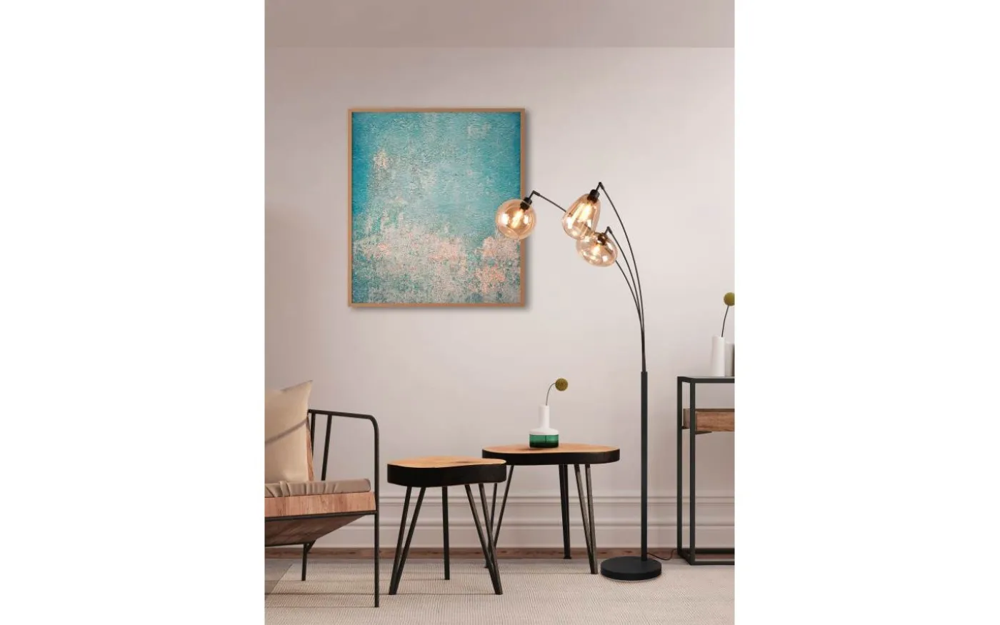 Lumina Golvlampa 3-delad E14 matt svart/bärnsten