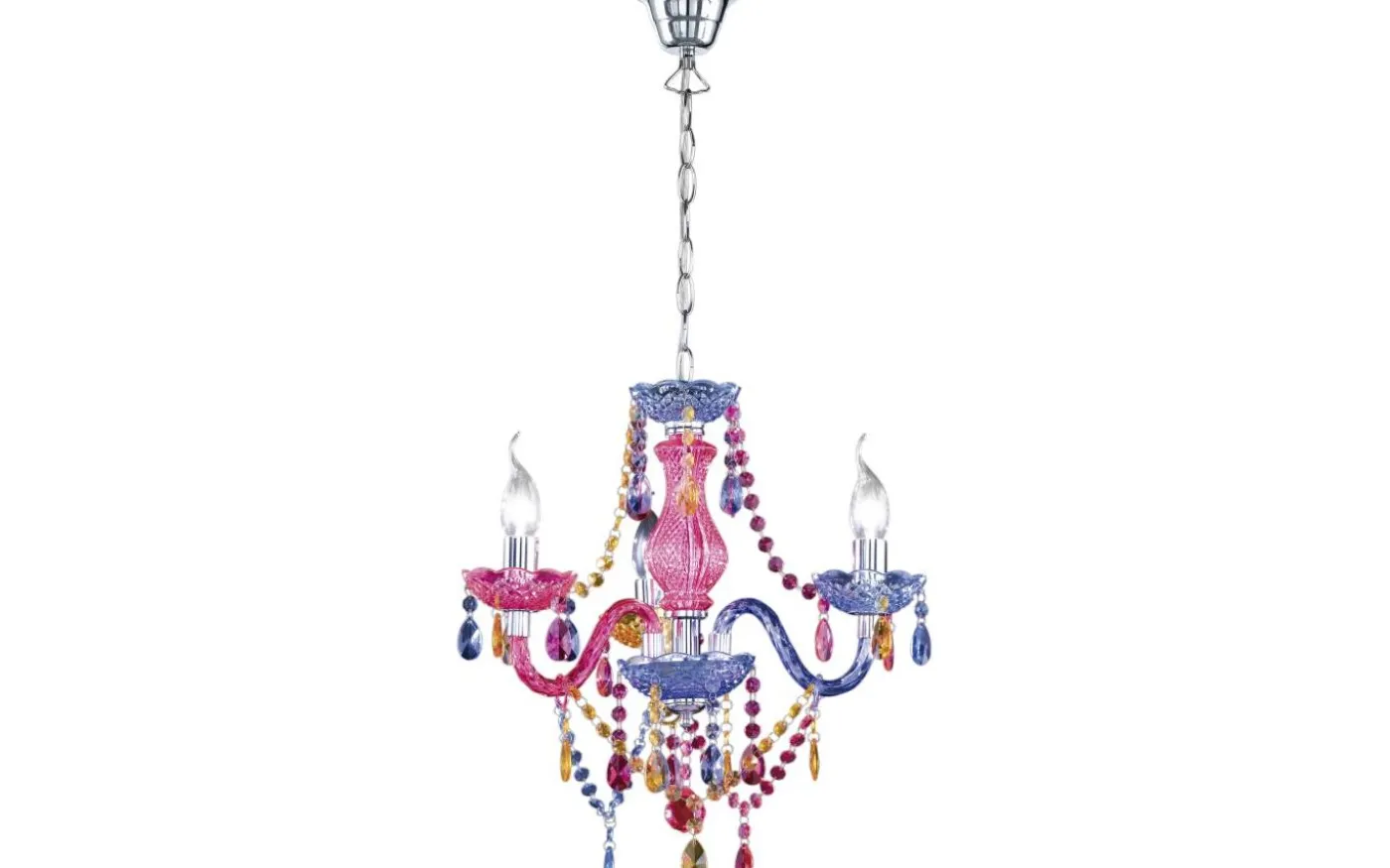 Luster Kristallkrona 46cm 3-delad E14 flerfärgad