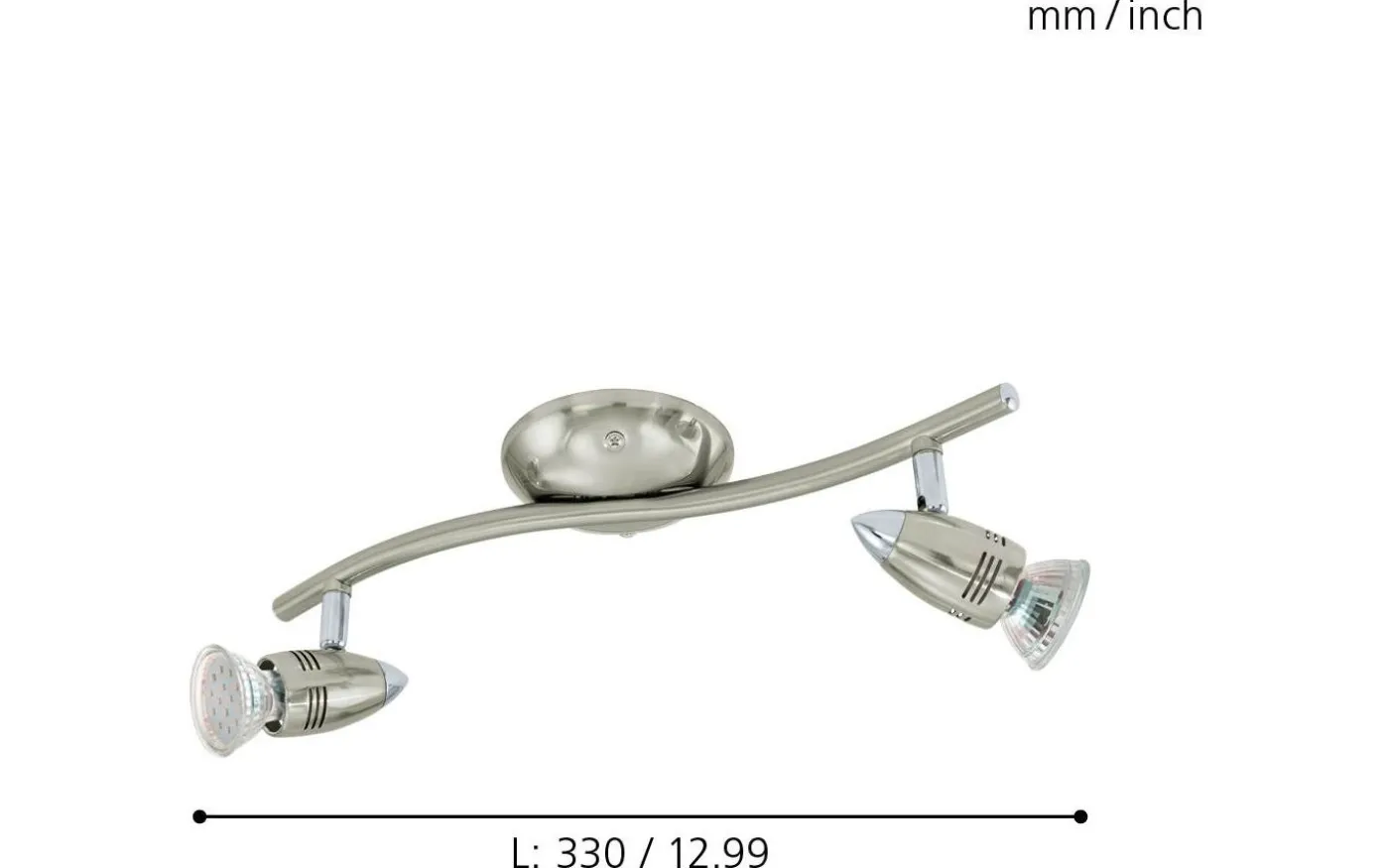Magnum Takspotlight 33cm GU10 LED 3000K 2x2,8W Nickel