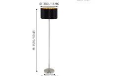 Maserlo Golvlampa 151cm Nickel/Svart