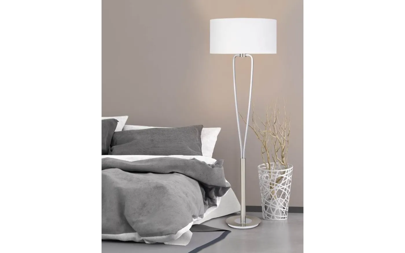 Paris II Golvlampa E27 borstat stål