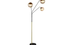 Paxton Golvlampa 3xE27 matt svart/guld