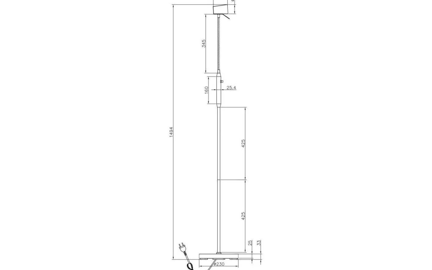 Pilot Golvlampa 135cm Stål