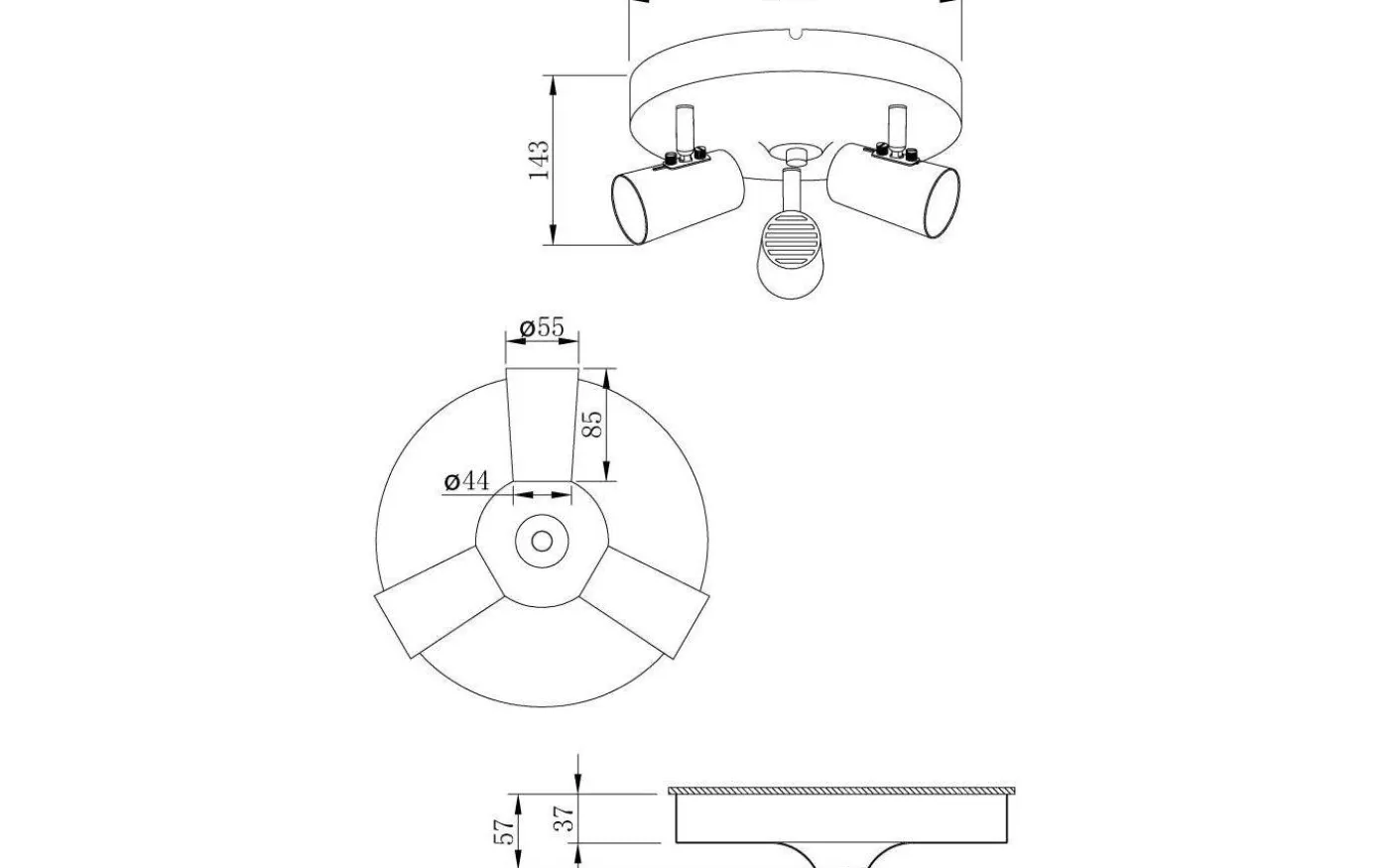 Pilot Takspotlight 25cm 3L Svart