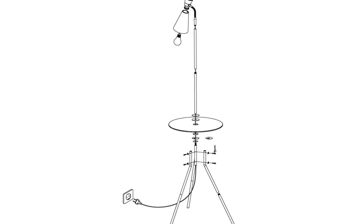 Policara Golvlampa 159cm Nickel/Vit