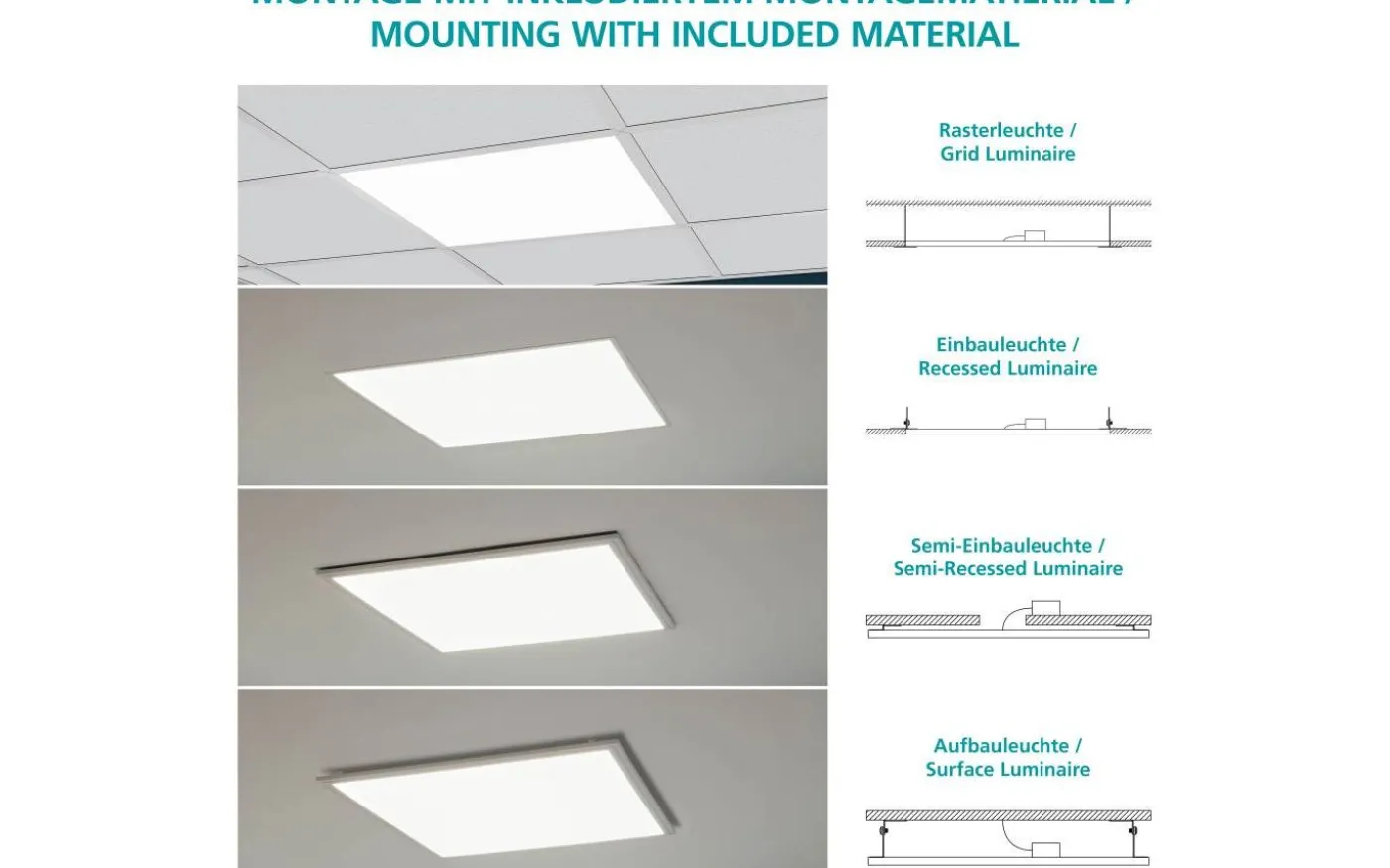 Salobrena LED-Panel 62x62cm utv/inf LED 4000K 35W Vit (Ej standardmått i Sverige)