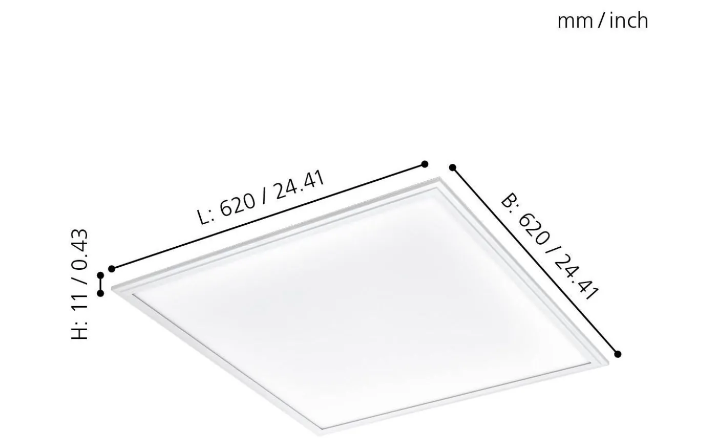 Salobrena LED-Panel 62x62cm utv/inf LED 4000K 35W Vit (Ej standardmått i Sverige)