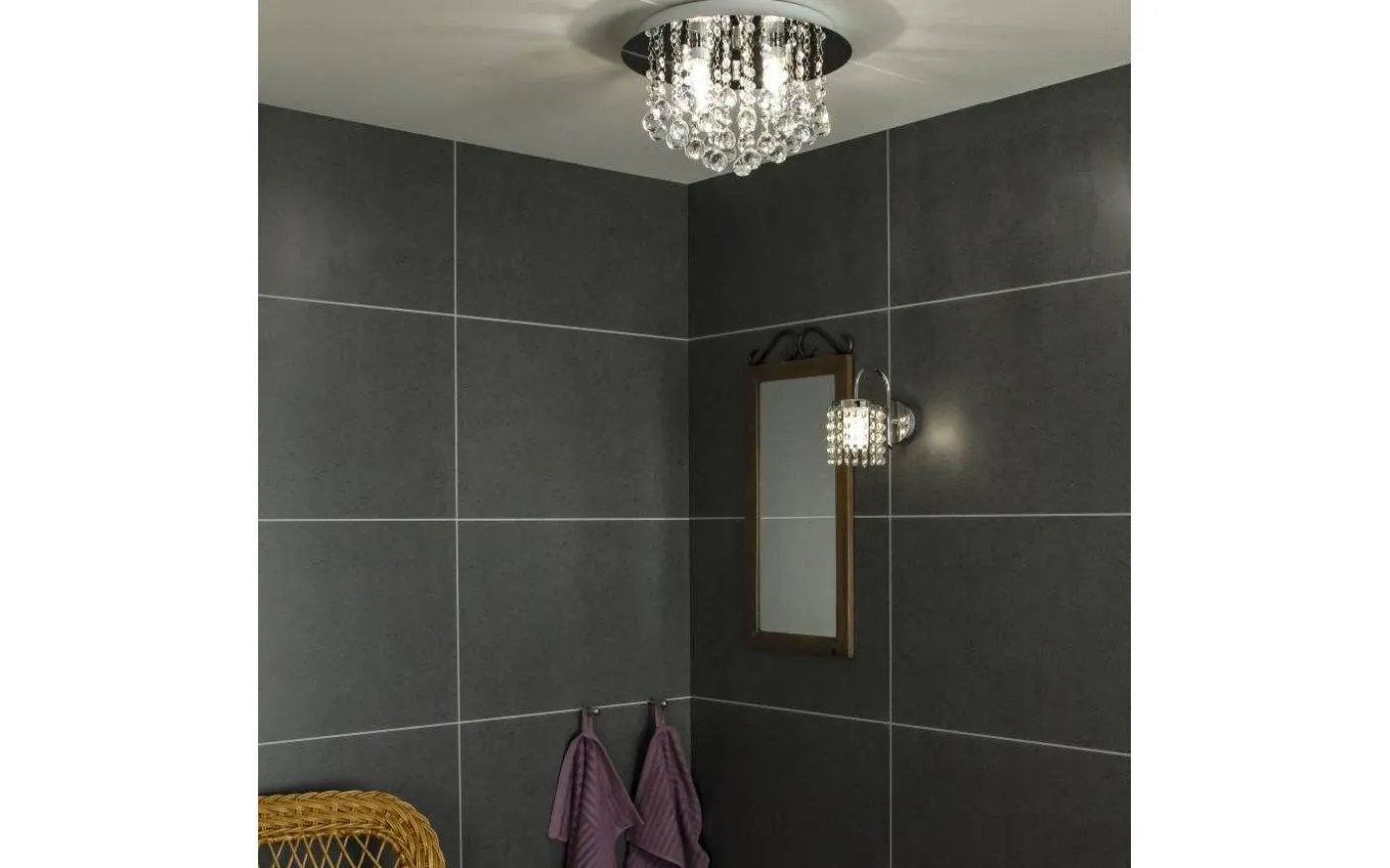 Teresa Kristallplafond 36cm Krom IP44