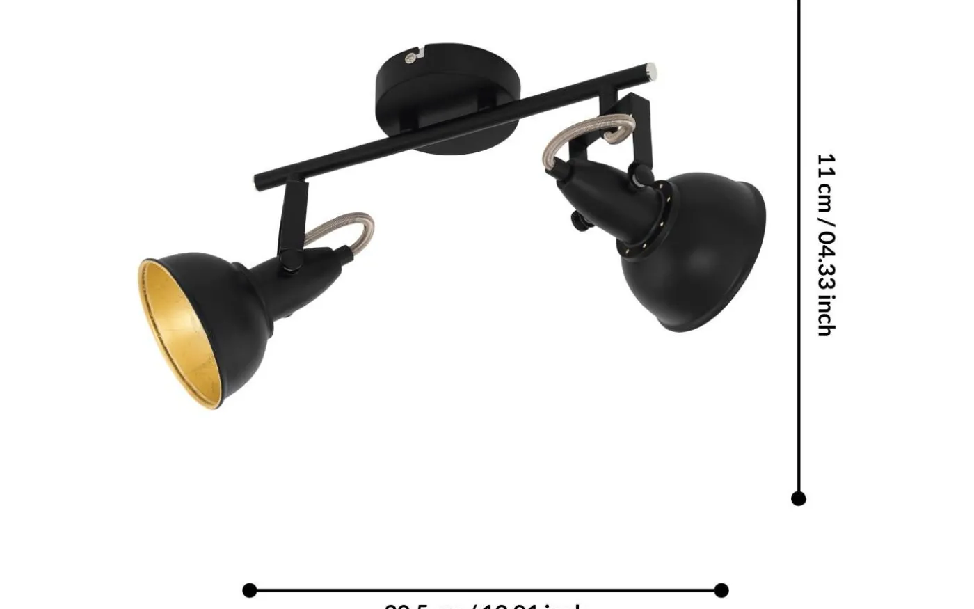 Thornton Takspotlight 39cm Svart/Guld