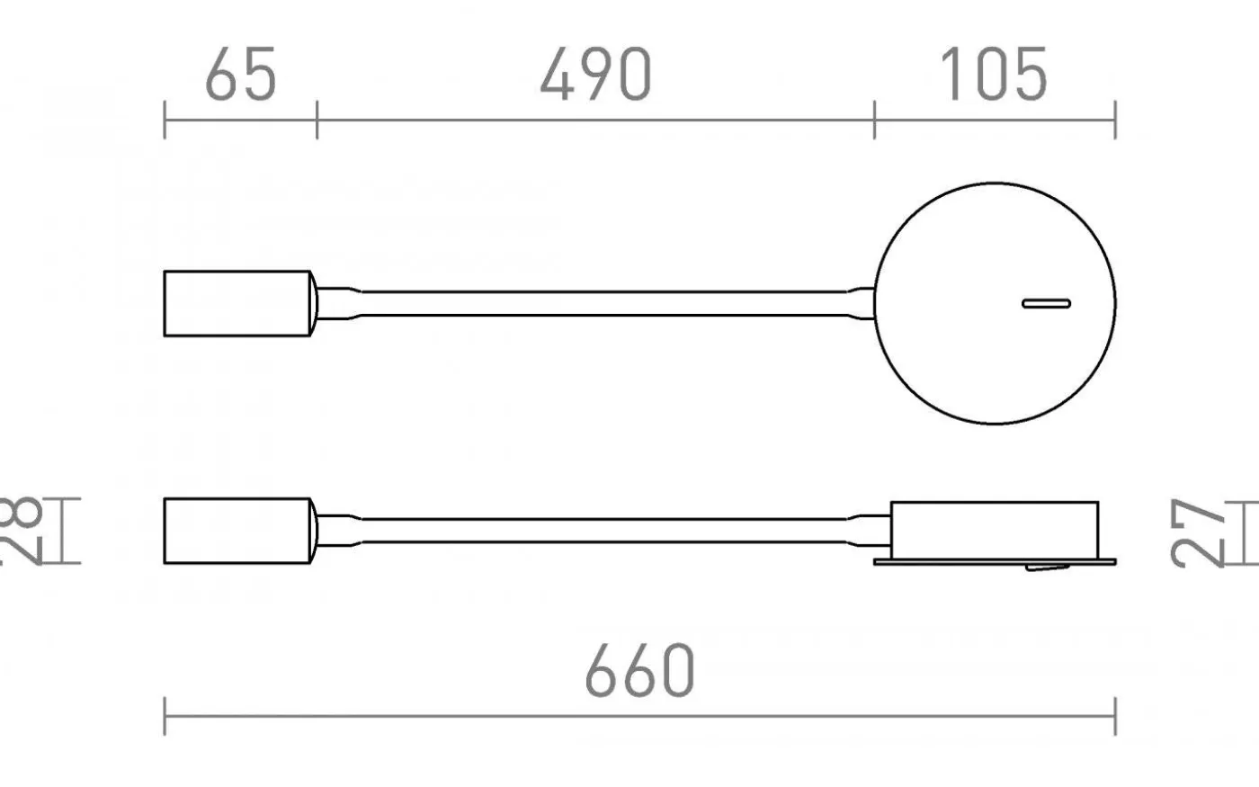 Vale Vägglampa 66cm 3000K 150lm 3W LED Svart